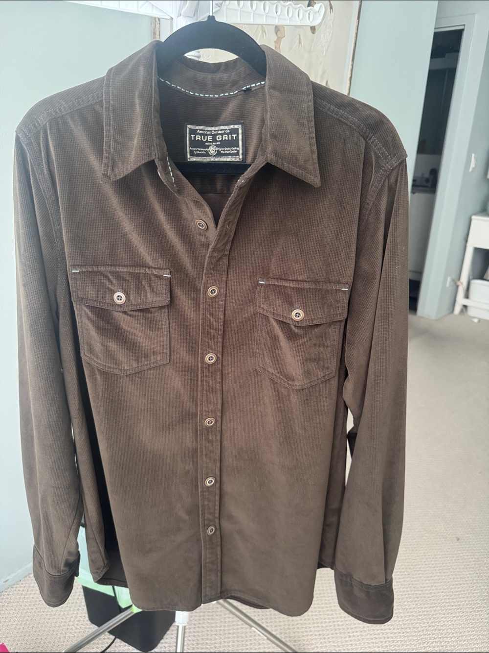 True Grit Men's Dark Brown Corduroy Button-Down Shirt